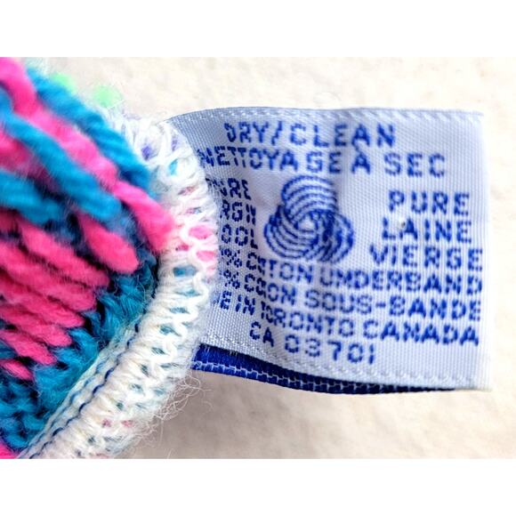 Vintage Murray Markley Wool Knit Ski Hat Neon Tassel Beanie Canada 80s 90s - Picture 9 of 9